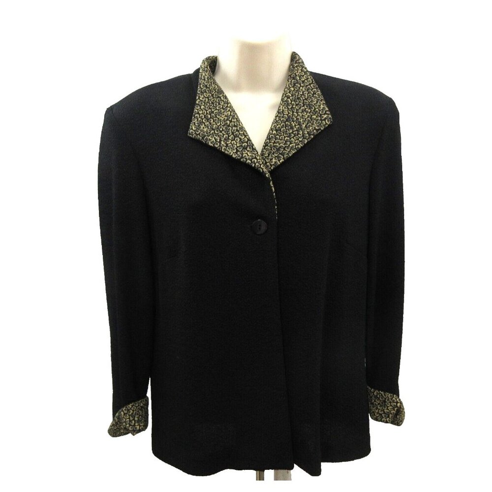 Positive Attitude Blazer Jacket Womens Size 12 Petite Black w/ 1 Button Closure